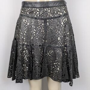 Winter Kate Leather Laser-Cut Skirt
